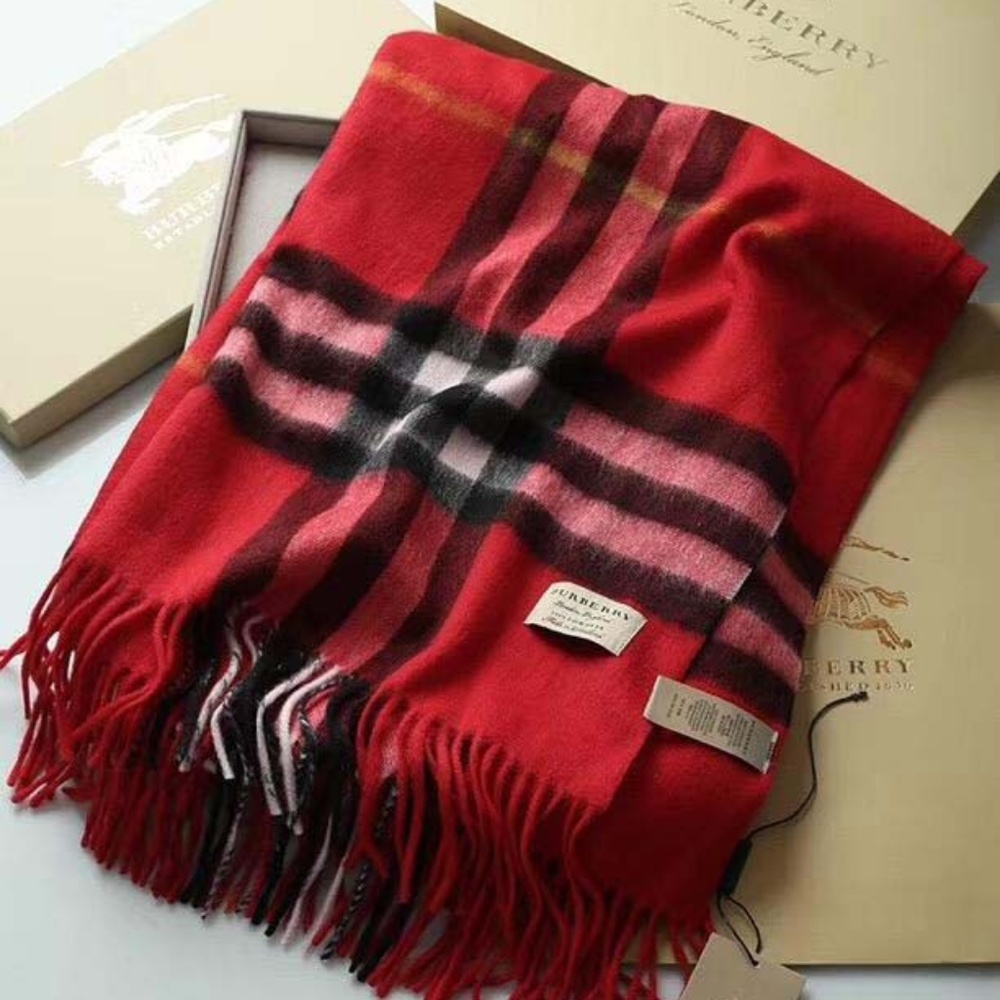 Burberry Red Checkered Scarf